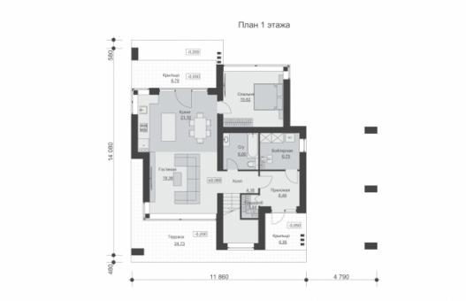 Двухэтажный дом с четырьмя спальнями и двумя балконами